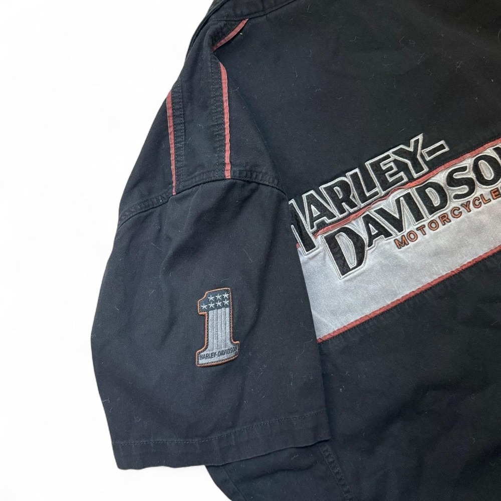Harley-Davidson black & gray short sleeve button-up shirt - Picture 6 of 7